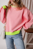 Blue Colorblock Bubble Sleeve Sweatshirt