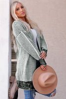 Rose Plaid Knitted Long Open Front Cardigan