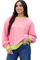 Blue Colorblock Bubble Sleeve Sweatshirt