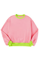 Blue Colorblock Bubble Sleeve Sweatshirt