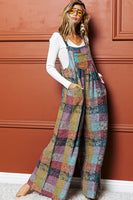 Multicolour Brushed Checkered Wide Leg Overalls