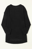 Khaki Waffle Knit High Slits Oversized Top