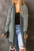 Rose Plaid Knitted Long Open Front Cardigan