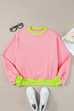 Blue Colorblock Bubble Sleeve Sweatshirt