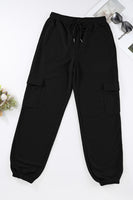 Black Waffle Texture Cargo Pocket Jogger Pants