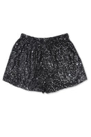 Black Sequin Straight Leg High Waist Casual Shorts