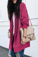 Rose Plaid Knitted Long Open Front Cardigan