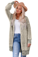 Rose Plaid Knitted Long Open Front Cardigan