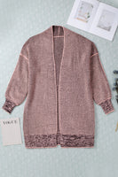 Rose Plaid Knitted Long Open Front Cardigan