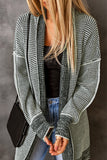 Rose Plaid Knitted Long Open Front Cardigan