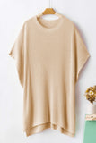 Apricot Short Sleeve Side Slit Oversized Sweater