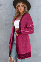 Rose Plaid Knitted Long Open Front Cardigan