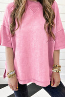 Orchid Petal Mineral Wash Exposed Seam Drop Shoulder Oversized Tee