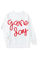 White Tinsel Game Day Drop Shoulder Graphic Sweatshirt