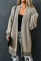 Rose Plaid Knitted Long Open Front Cardigan