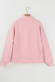 Light Pink Solid Textured Half Zipper Collared Sweatshirt