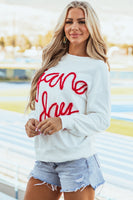 White Tinsel Game Day Drop Shoulder Graphic Sweatshirt