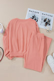 Blossom Ribbed Knit Drop Shoulder Pocketed Two Piece Lounge Set