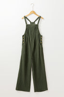 Jungle Green Solid Pocketed Loose Fit Corduroy Overall