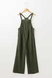 Jungle Green Solid Pocketed Loose Fit Corduroy Overall