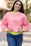 Blue Colorblock Bubble Sleeve Sweatshirt