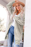 Rose Plaid Knitted Long Open Front Cardigan