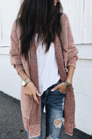 Rose Plaid Knitted Long Open Front Cardigan