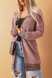 Rose Plaid Knitted Long Open Front Cardigan