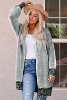 Rose Plaid Knitted Long Open Front Cardigan