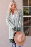 Rose Plaid Knitted Long Open Front Cardigan