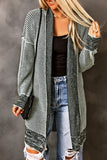 Rose Plaid Knitted Long Open Front Cardigan