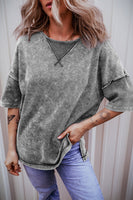 Orchid Petal Mineral Wash Exposed Seam Drop Shoulder Oversized Tee