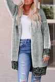 Rose Plaid Knitted Long Open Front Cardigan