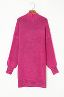 Rose Plaid Knitted Long Open Front Cardigan