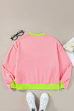 Blue Colorblock Bubble Sleeve Sweatshirt