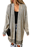 Rose Plaid Knitted Long Open Front Cardigan