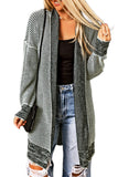 Rose Plaid Knitted Long Open Front Cardigan